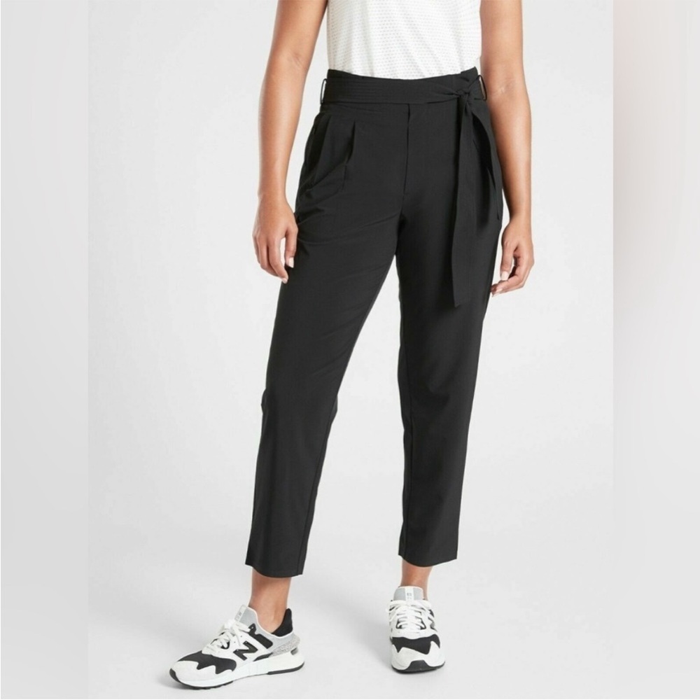 Athleta Skyline Pant Ii Black High Rise Straight Leg Trouser Upf Stretch Sz 0